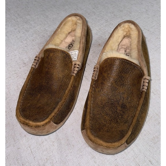 UGG Ascot Chestnut Bomber Suede‎ Sheepskin Slippers Men\'s 8 Women\'s 9 Shoes main image 9